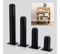 Pieds de meuble blancs, pieds de rechange pour armoire, canapé, table basse, bureau, pieds de meuble en métal réglables en hauteur, noirs, avec vis et patins de protection, noir, 12 cm (4,7 po)