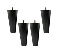 Pieds de Meuble Bois Lot de Pieds Table Basse Bois, avec Vis M10 Tapis Antidérapant et Plaque de Montage pour Canapé Lit Table Fauteuil Table de Nuit Armoire 4 Pièces Noir (15cm)