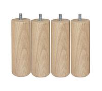 Pieds de meuble - CIME - Cylindrique - Hêtre Brut - 15 cm - Lot de 4