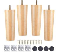 Pieds De Meuble en Bois Coniques - 4 Pièces De Remplacement pour Canapé, TV, Lit, Table à Manger, Sièges, Fauteuil et Meubles (Circulaire, 12cm)