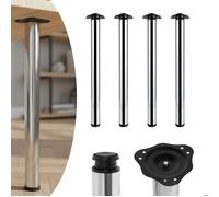 Pieds De Meuble, Réglables En Hauteur - Pour La Stabilisation De Tables, 71cm, 4pcs, Noir, ADGO