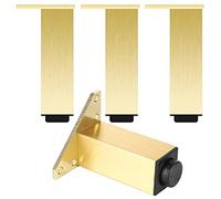 Pieds de Meubles 25 cm, Pieds de Meubles dorés, carrés : 4 x 4 cm, Pieds de Table réglables, Pieds de canapé en Alliage d'aluminium | Pieds d'armoire à Surface anodisée, Pieds de Placard de