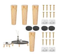 Pieds de meubles - Construction en bois massif, forme de broche lisse, forme de chignon classique, structure d'assemblage améliorée avec plaques de fixation à vis | Restauration de décoration