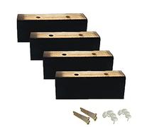 Pieds de Meubles en Bois Solides Naturel 4 Pièces Robustes,Remplacement Pieds D'armoire de Pieds de Lit de Pieds pour Canapé Noires,Peut Transporter Jusqu'à 500 KG (5cm/2in,Rectangle)