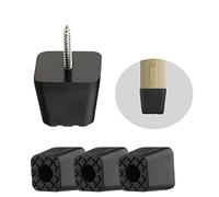 Pieds de meubles noirs qui protègent parfaitement les meubles du sol Carré en caoutchouc Pieds élastiques Pieds protection en caoutchouc 8 (avec vis), Noir, 3.0*3.0*3.0, (T-30)