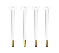 Pieds de meubles réglables en métal design droit et droit finition blanche et dorée, parfaits pour tables, chaises, armoires et tables basses, hauteur 20 cm