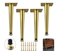 Pieds de meubles réglables en métal doré pour canapé et meuble TV Hauteur réglable 01 cm Design conique droit 50,5 cm Pieds de rechange pour décoration d'intérieur moderne