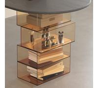 Pieds de Table Acryliques Clairs 72cm avec Tiroirs Empilables, Système de Bureau Flottant à Rangement 4 Niveaux, DIY Salon/Bureau/Cuisine Moderne(Brown,30x40x72cm)