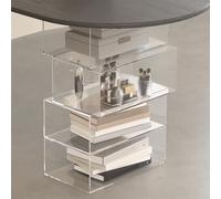 Pieds de Table Acryliques Clairs 72cm avec Tiroirs Empilables, Système de Bureau Flottant à Rangement 4 Niveaux, DIY Salon/Bureau/Cuisine Moderne(Clear,30x40x72cm)