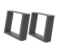 Pieds de table basse 2 pièces en forme de U 40x30-31 cm Acier Anthracite | Acier enduit de poudre, nivellement réglable, inclinaison à 80 degrés, trous pré-percés, vis à six pans, design industriel