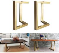Pieds De Table Basse Industriels, Pieds De Table en Métal Doré/Noir pour Banc De Bureau De Table à Manger, Pied De Remplacement Bricolage, Robuste, Gold, W50*H72cm/19.5 * 28in