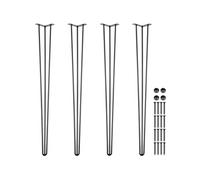 VEVOR Pieds de Table en Épingle à Cheveux 91,5 cm, Ensemble de Pieds de Table en Épingle 4 PCS, Pieds en Épingle À Cheveux Acier avec 3 Tiges Robustes, Pieds de Meubles Noirs pour Créer Table Bureau