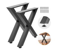 VEVOR Pieds de Table en Forme de X 750x760 mm Lot de 2, Pieds de Bureau en Acier au Carbone, Charge Max. 1000 kg pour Table à Manger, Bureau, Établi, Plan de Travail et Table de Bar, avec Patins, Noir