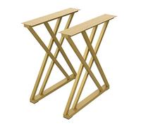 Pieds de Table en métal Robuste, Pieds de Table en Acier en Forme de X en 2 pièces, Surface d’Appui élargie, Traitement de Surface, Remplacement du Pied de Support de mobilier de Bureau BRIC