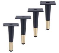 Pieds de Table Fuselés, Lot de 4 Pattes pour Placard Noir Or Pattes pour Meuble Rechange Pieds de Fauteuils Acier Laminé à Froid | Electroplacage Pied Cuisine Hauteur: 10-72cm Commode 20cm/7.9"
