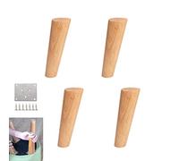 Pieds de Table,Pieds de Meubles 4Pcs,Conique Oblique Pieds de Canapé,Bois D'hévéa Pieds de Rechange,Tapis de Protection de Sol,avec Plaque de Montage et Vis (18cm/7.1in)