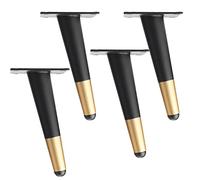 Pieds de Table Pieds de Meubles de Cône Lot de 4 Pieds d'Armoire en MéTal Obliques Pieds de Canapé,Base Silencieuse,avec Vis,pour Table Basse Meuble TV et Autres Meubles (25cm/9.8in,Black+Gold)