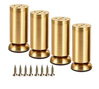 Pieds de Table réglables en métal Bronze - Électroplaqués, Silencieux, antidérapants, antirouille, Pieds de canapé Stables avec Fixation à Quatre Trous, Hauteur de 8 cm pour Un Soutien Optim