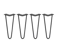 Pieds de Table - SKISKI - Épingle à Cheveux - 30,5 cm - Acier Noir - 10 mm d'Épaisseur