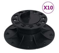 Pieds de terrasse réglables - vidaxl - 10 pièces - Hauteur 60-88 mm - Noir - Polypropylène - Antistatiques - Imperméable