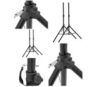 Pieds d'enceintes - OMNITRONIC - Set de 2 - Charge max 30kg - Hauteur ajustable 100-180cm - Acier noir