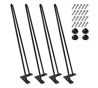 Pieds en épingle à Cheveux 22 Pouces Ensemble de 4, DIY Meubles de Table en métal Jambes idéales pour la Table à Manger, Bureau, 3/8" de diamètre Milieu siècle Style Moderne (55.88cm, Noir)