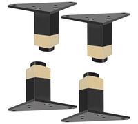 Pieds meuble cuisine bas, 4 Pièces Pied meuble tv metal Pied Table Basse Metal Noir Or Pied Canapé Aluminum Alloy | Anodisé Pattes Armoire Hauteur: 6-40cm Casier Tabourets Réfrigérateur 10cm/4"