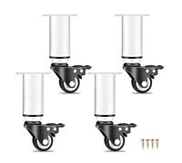 Pieds Réglables En Hauteur Avec Roulettes: 4 Pièces Pieds De Table Réglables 18-24cm Avec Roulettes Pivotantes Et Freins, Silencieuses à 360 ° Pied De Meuble Pour Fauteuil, Canapé, Chaise (Blanc)