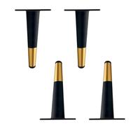 Pieds Table 20cm Noir Doré, Lot de 4 Pied de Table Remplacement Pattes Meuble Coniques Pied Cuisine Fer | Peint Pieds d'Armoire Hauteur: 10-72cm Jambes Canapé Jambes Table Pattes de Chaise 20cm/7.9"
