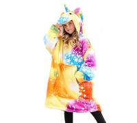 Piefry Sweat à Capuche Licorne pour Filles, Sweat-Shirt à Capuche Licorne, Couverture à Capuche Surdimensionnée pour Enfants (Jaune, 6-7 Ans)