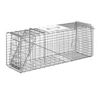 Piège de capture pliable pour petits animaux type lapin rat - 2 portes, poignée - dim. 81L x 26l x 34H cm - acier 81x26x34cm Gris
