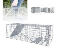 Piège à Animaux Vivants 62x19x22 cm - Cage Trappe Pliable en Fil de Fer Galvanisé - pour Chats, Lapins, Écureuils, Ratons Laveurs - sans Cruauté, Facile à Nettoyer et Sécurisé