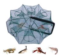 Piège à appâts de pêche plié, piège à pêche pliable - Piège à crabes - Piège à appâts de pêche efficace - Filet de pêche pliable portable - Piège à poissons à 8 trous pour minnows, écrevisses