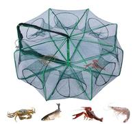 Piège à appâts de pêche plié, piège de pêche pliable - Filets de pêche pliables - Piège à appâts de pêche efficace, filets de pêche pliables portables, piège à poisson à 8 trous pour homard, ménés, éc