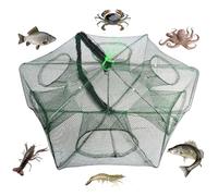 Piège à Crabe, 58×22cm Nylon Pliable Crabe Piège à Poissons, Piège Portable Pièges à Poissons, Petit Piège à Poissons, 6 Trous Nasse a Poisson, pour Poissons, Ménas, Crabes, écrevisses, Crevettes