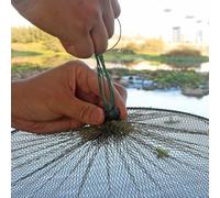 Piège à filet de pêche pliable avec construction en nylon et cordon de serrage, intérieur à trois couches et anneau souple rond complet pour capture de crabe, homard (A)