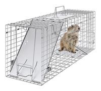 VEVOR Piège pour Animaux Vivants 79x25x31 cm Cage Trappe Chat Pliable Fil de Fer Galvanisé sans Cruauté avec Poignée Piège pour Lapins, Chats Errants, Écureuils, Ratons Laveurs, Marmottes, Opossum