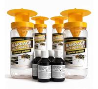 Piège à Frelon Asiatique et Guêpes avec Super Attractif Liquide - Qualité Professionnelle - Bouteille Piège avec Entonnoir - Anti Guêpes et Frelons pour Extérieur - Réutilisable (4, Unique)