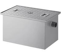 Piège à Graisse Commercial - Intercepteur De Graisse en Acier Certifié avec 2 Raccords Non Filetés pour éviers De Cuisine, Lave-Vaisselle Et Appareils De Préparation 20 LB / 10 GPM