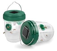 Piège à guêpes 2 pièces piège à abeilles à énergie solaire pièges à mouches réutilisables guêpe suspendue extérieure avec lumière LED insectes volants abeille for jardin(Green)