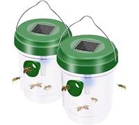 Piège à guêpes à LED solaire étanche à suspendre - Répulsif aux guêpes - Répulsif aux guêpes - Répulsif aux guêpes - Pour l'intérieur et l'extérieur - Attrape-abeilles réutilisables (vert 2 PCS)