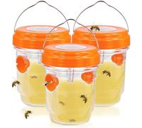 Piège à guêpes d'abeilles à énergie solaire 3 pièces cage d'abeille charpentière réutilisable suspendre en plein air avec lumière LED pour le contrôle des abeilles et des guêpes de jardin de t