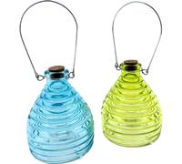 Piège à guêpes en verre - Lot de 2 bleu & vert jaune - 10 x 13 cm