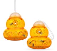 Piège à Guêpes/Piège à Frelons à Suspendre (Lot de 2) - Solution Naturelle et Ecologique Anti Guêpe (Orange) (Piège) jardin