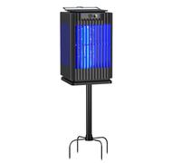 Piège à insectes solaire d'extérieur étanche avec piquet de terre, alimenté par batterie 5000 mAh avec capteur de lumière, piège à mouches électrique 4200 V pour jardin, terrasse, camping