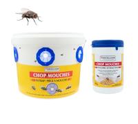 Piège à Mouches Extérieur Seau + Poudre 240g Chop'Mouches EXCELLIUM | Pack seau-piège réutilisable et recharge poudre, capture passive sans électricité, jusqu'à 7 semaines, extérieur