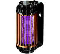 Piège à mouches portable 1200 mAh rechargeable par USB avec choc électrique et aspiration, design mural pour intérieur et extérieur, boîtier en maille dense, noir, sans fil pour terrasse et maison