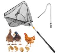 Piège à poules rétractable, ensemble crochets pour jambes et filet de capture (2-en-1), crochets pour volaille en acier inoxydable, filet à poules et piège à poules, pour volaille, poulet, dindes