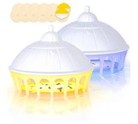 Piege a Puces,2PCS Piege a Punaise de Lit avec 10 disques adhésifs,6 Modes d'éclairage Piège à Lampe à Puces,Omnidirectionnel Piège