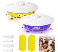 Piege a Puces, Afenau 2PCS Piege a Punaise de Lit avec 14 disques adhésifs, 4 Modes déclairage Piege Punaise de Lit, Omnidirectionnel Piège à Puces pour Salon, Cuisine, Chambre à Coucher